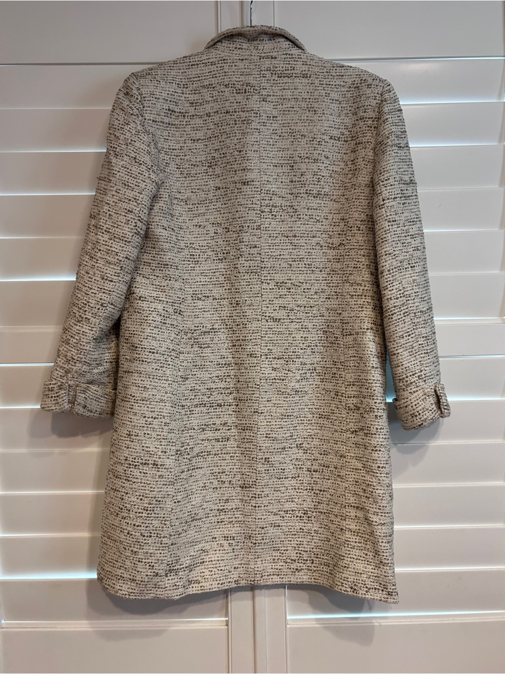 W by Worth Tweed Trench Coat Cream Size Medium - Picture 4 of 4